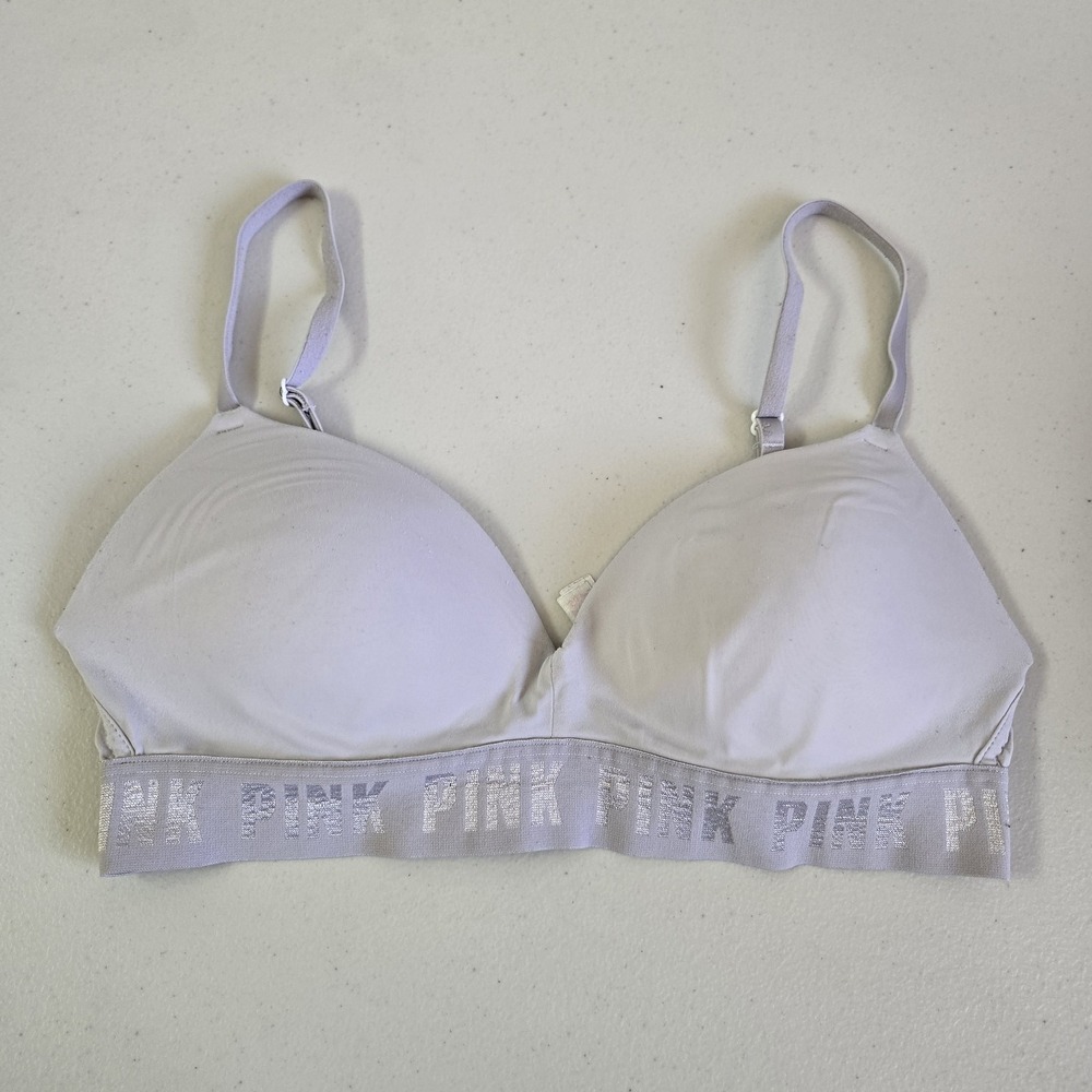 PINK Women Bra‎ 34C Blue Wear Everywhere T Shirt Wireless Knit Strap